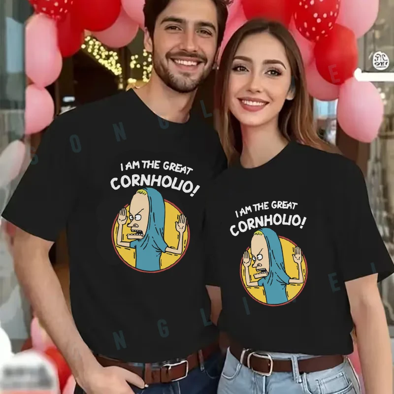 

I Am The Great Cornhole Vintage Anime T-shirt Men's And Women's Summer New Casual Tee Short-sleeved Fashion Moto Top