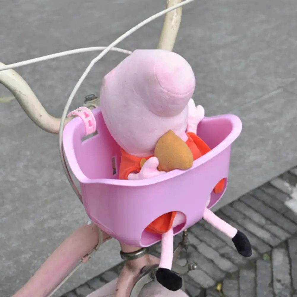 Cesta de assento de boneca de bicicleta infantil com alça ajustável, cesta frontal de armazenamento para meninos e meninas de 12/14/16 polegadas