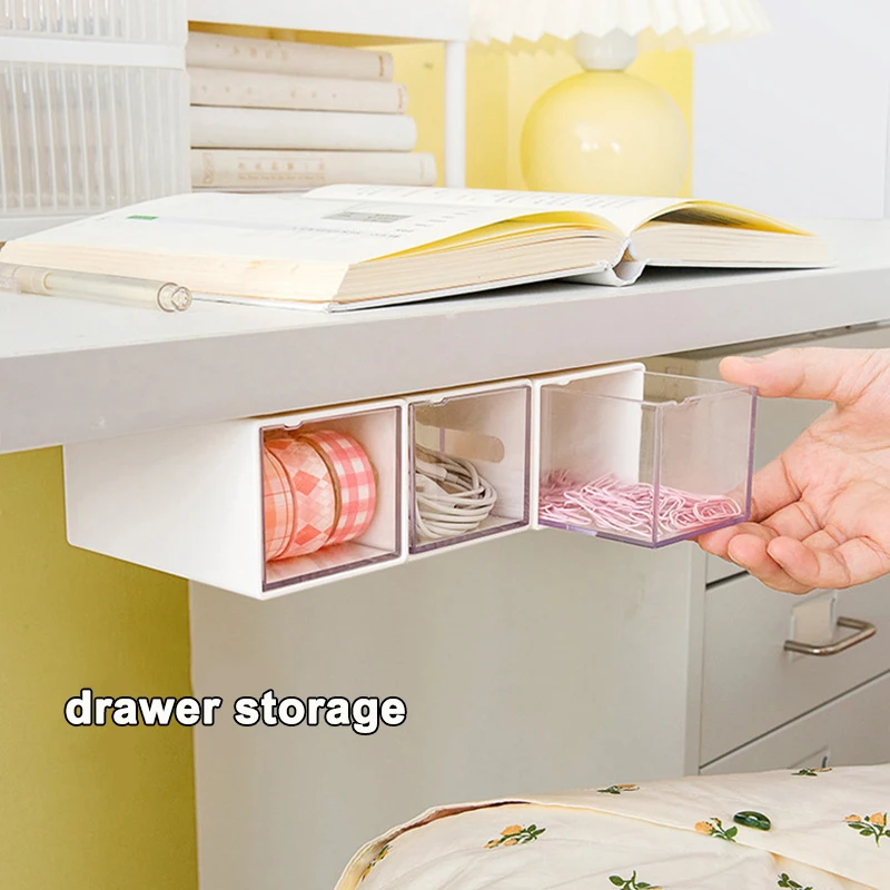 Wall Mounted Storage Box Bathroom Cosmetic Cotton Swabs Jewelry Storage Box Home Office Sundries Clip Hairpin Drawer Storage