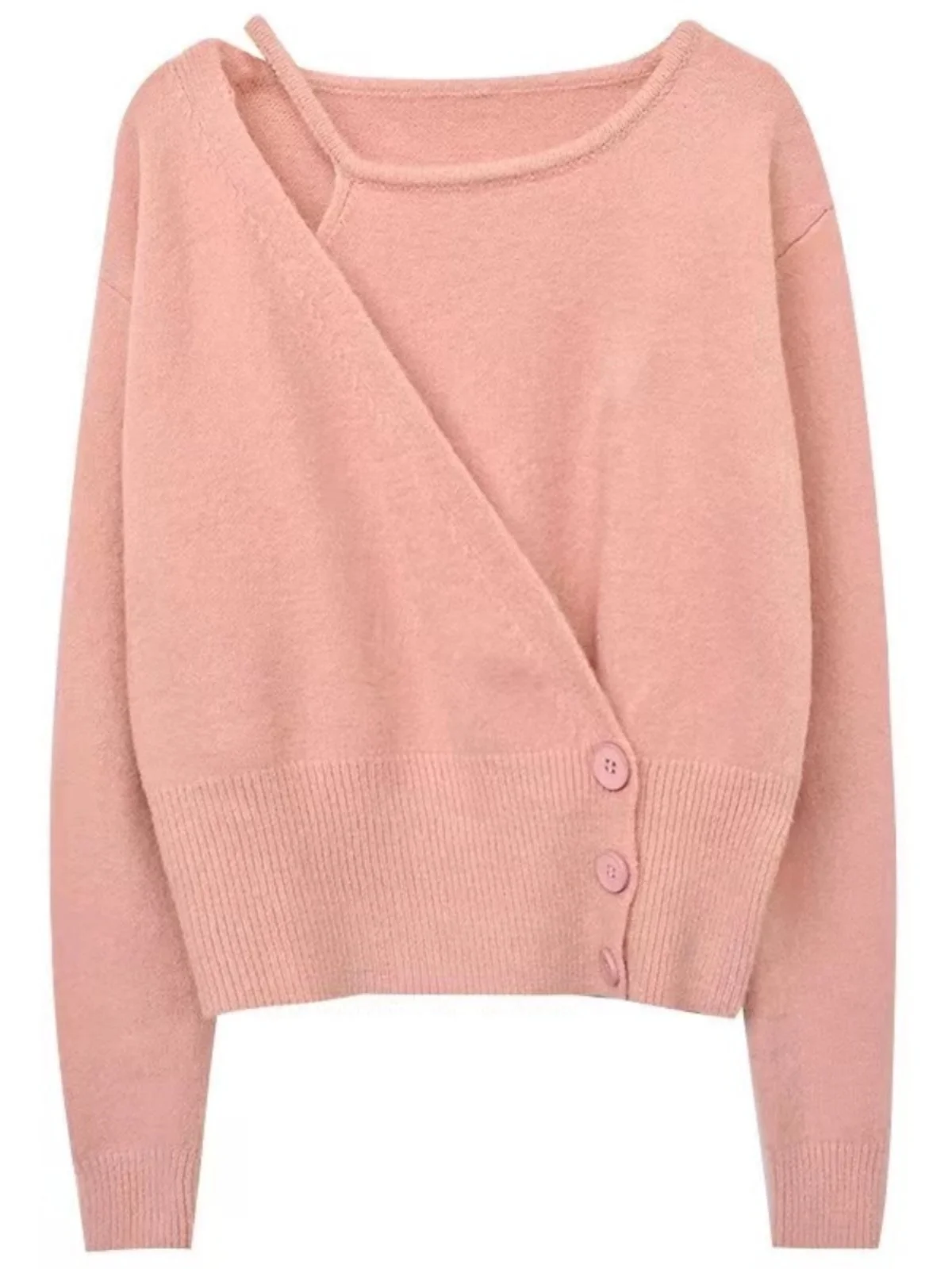 Maglione lavorato a maglia morbido e accogliente da donna con bottoni che si impegnano in vita sopra la testa Primavera Autunno Gentle Sle Long Sve Vestibilità regolare