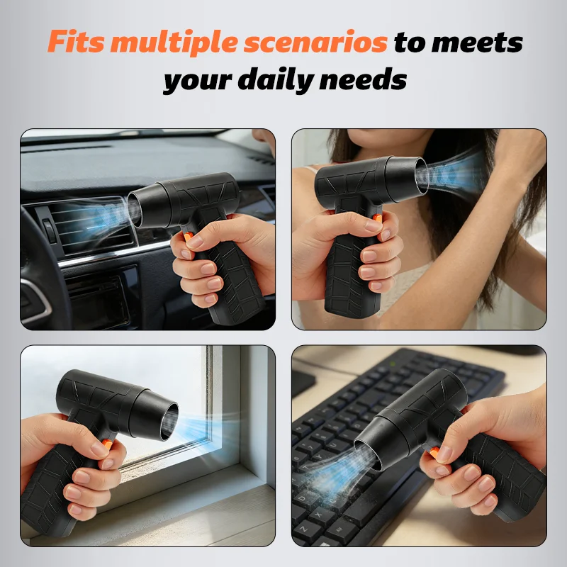 

Cordless Jet Fan 198km/h Wind Speed 550g Thrust Electric Air Duster Brushless Motor 4 GearsTurbo Blower for Snow Removal PC Dust