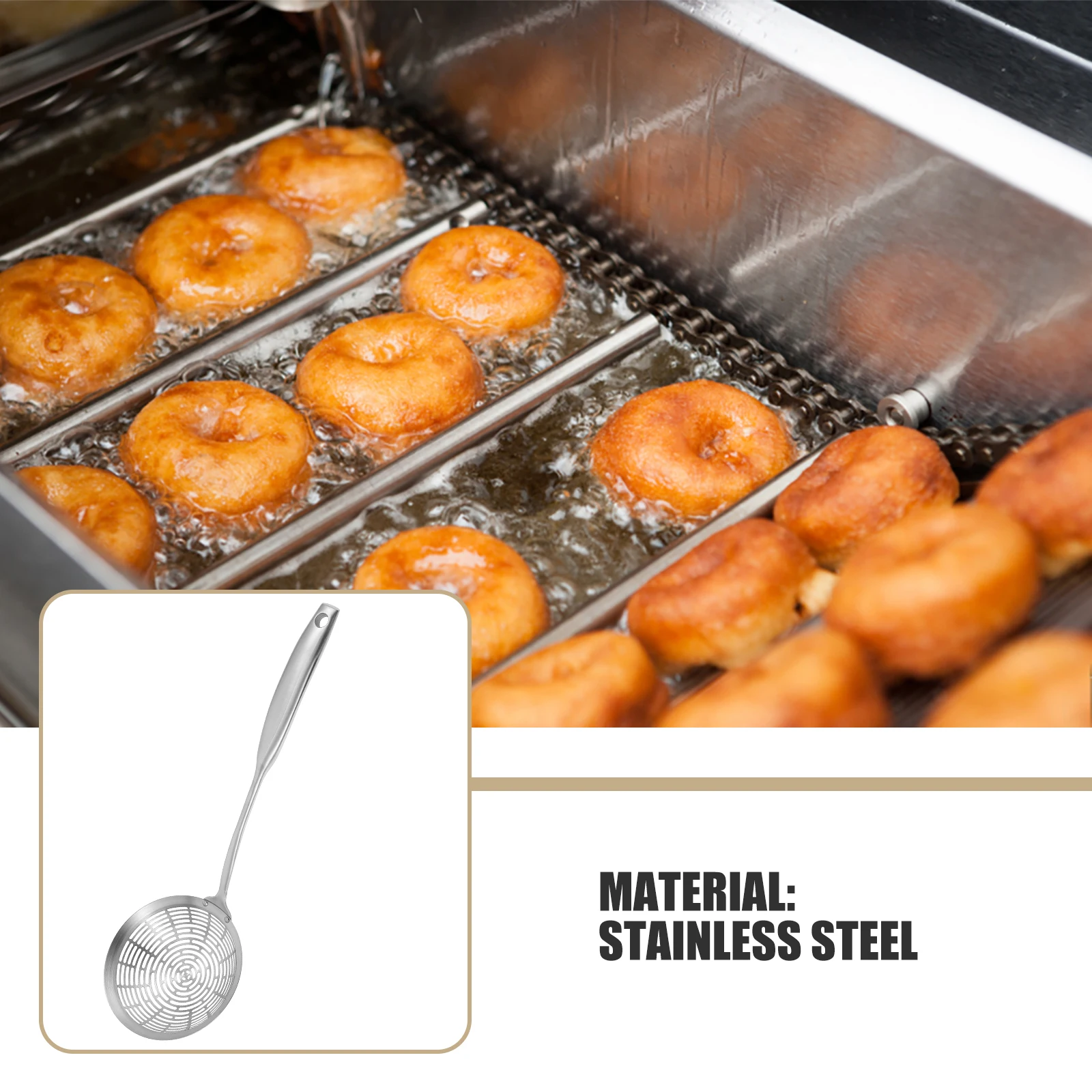 

Stainless Steel Colander Mesh Strainer Spoon Basket Oil Drainer Rust Proof Anti Corrosion High Temperature Uniform Leak Holes