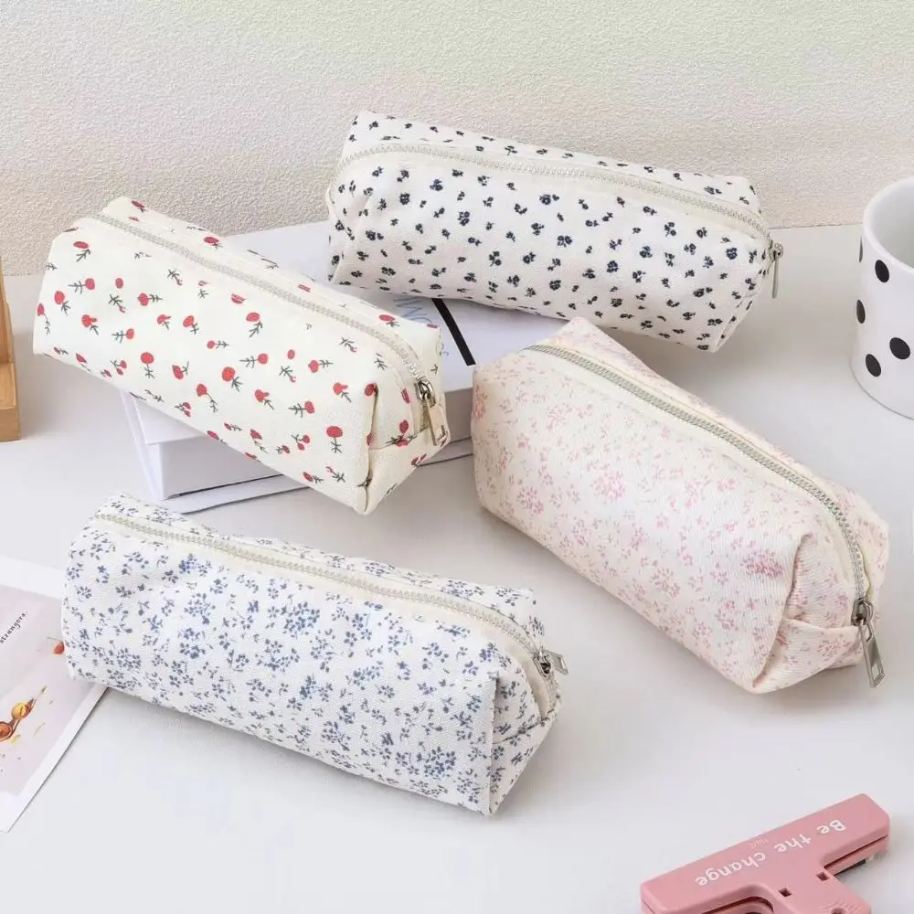 High Quality Floral Print Pen Bag Large Capacity Multifunctional Pencil Case Stationery Organizer Gift