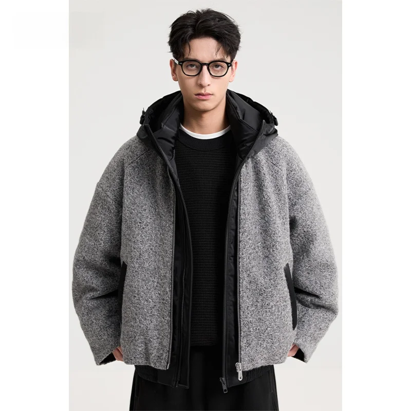 

Men's Lightweight Padded Hooded Jaet 2025 Winter New Commute Loose Warm ort Outerwear Polyester Fiber Filling Du down