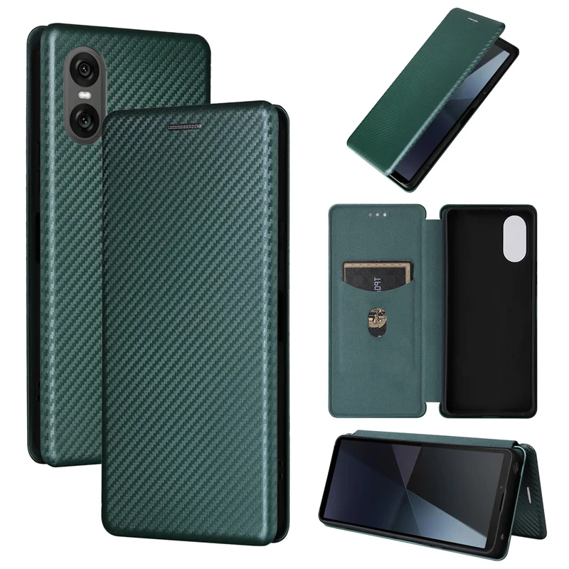 For Sony Xperia 10 VI 2024 Luxury Flip Ultra Thin Skin Carbon Fiber Magnetic Adsorption Phone Case For Sony 10 VI 2024 Cover