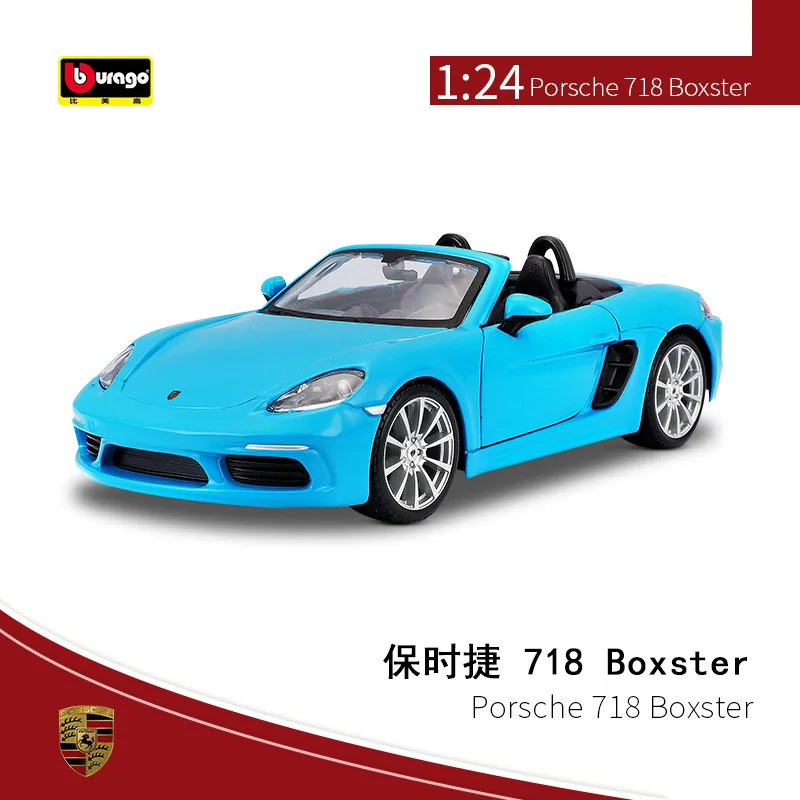 Bburago 1:24 Porsche 718 Boxster Sports Car Convertible Static Die Cast Vehicles Alloy Racing Car Collectible Model Car Toy Gift