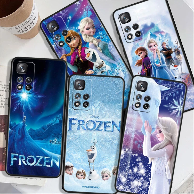 

Disney Frozen Elsa Cute For Xiaomi Redmi Note 12 11T 11E 11S 10T 10S Turbo Pro Plus Max Lite Black Soft TPU Phone Case