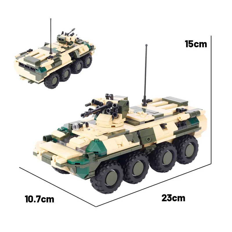 MOC Military Armored Vehicle Building Block BTR-82 Wheeled Armored Vehicle APV WW2 Tank Bricks Block Toys for Boys