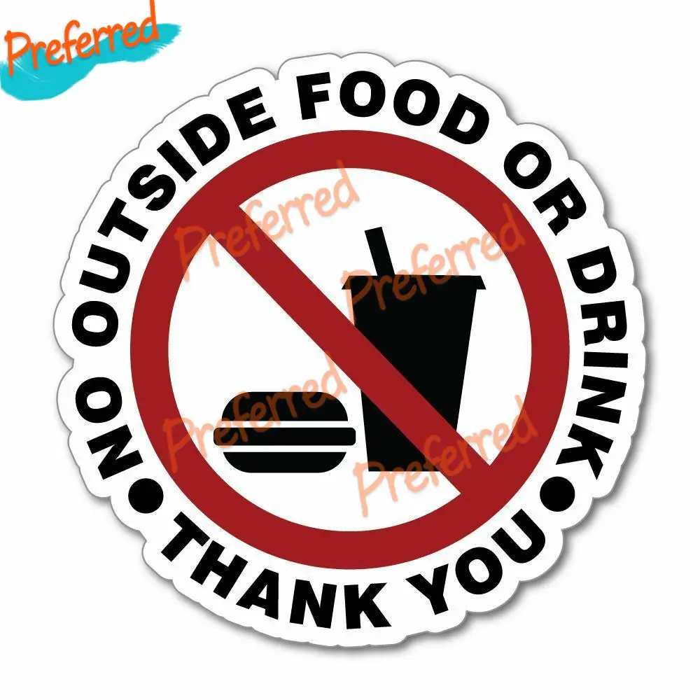 

Creative Car Sticker No Food or Drink Sign Thank You Please Warning Caf Restaurant Car Sticker Decal