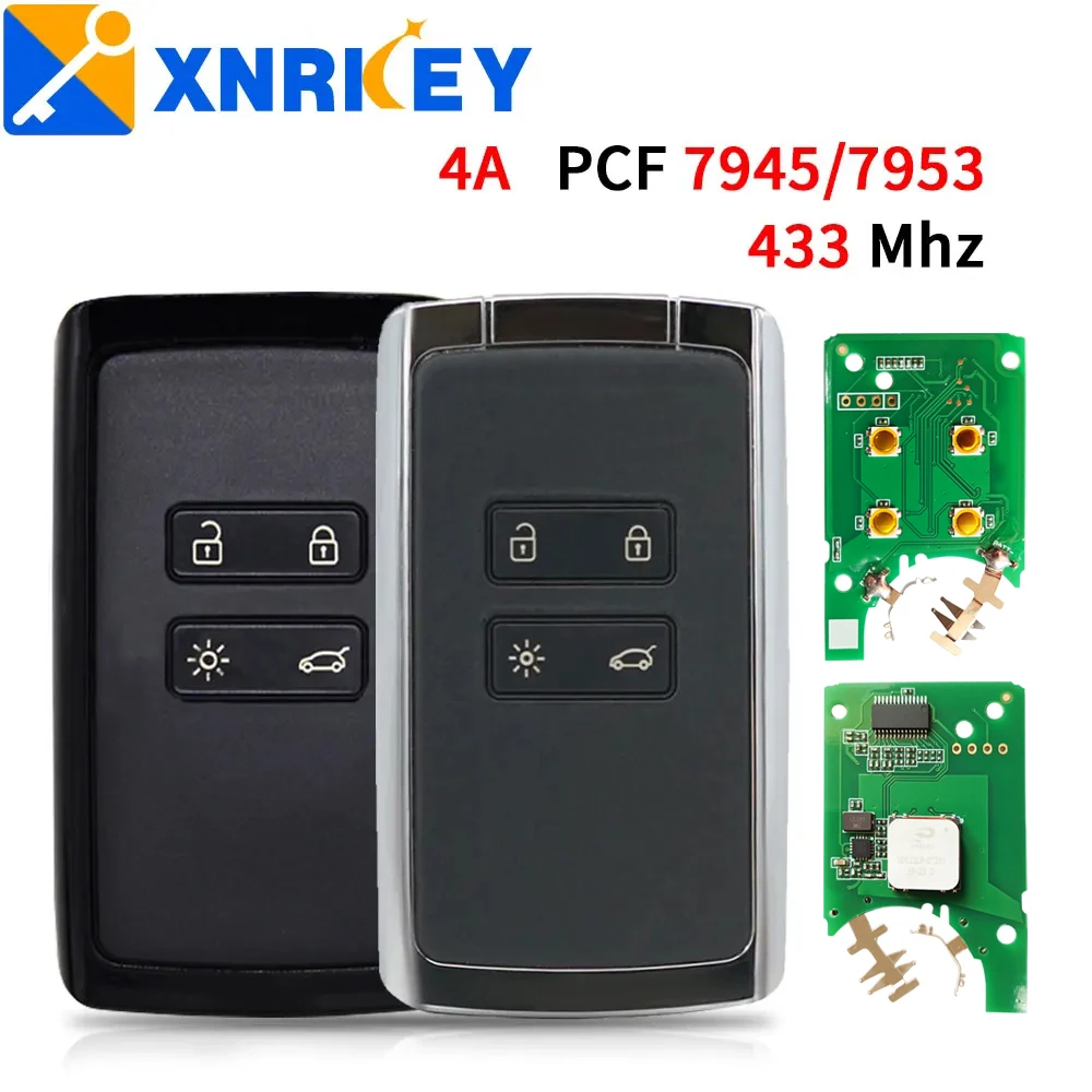 XRNKEY Car Remote Key For Renault Koleo 2015 Megane 4 Talisman Espace 5 Kadjar 4APCF7953M 433FSK Keyless Go Promixity Smart Card