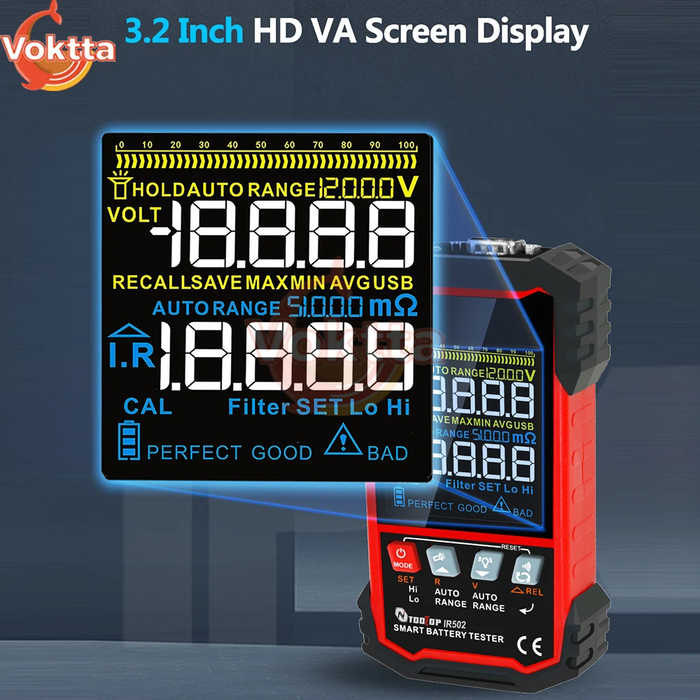 Testeur de batterie interne à 4 fils, affichage LED, test de batterie au lithium, test Kelvin, testeur de batterie de voiture, outils de diagnostic automatique