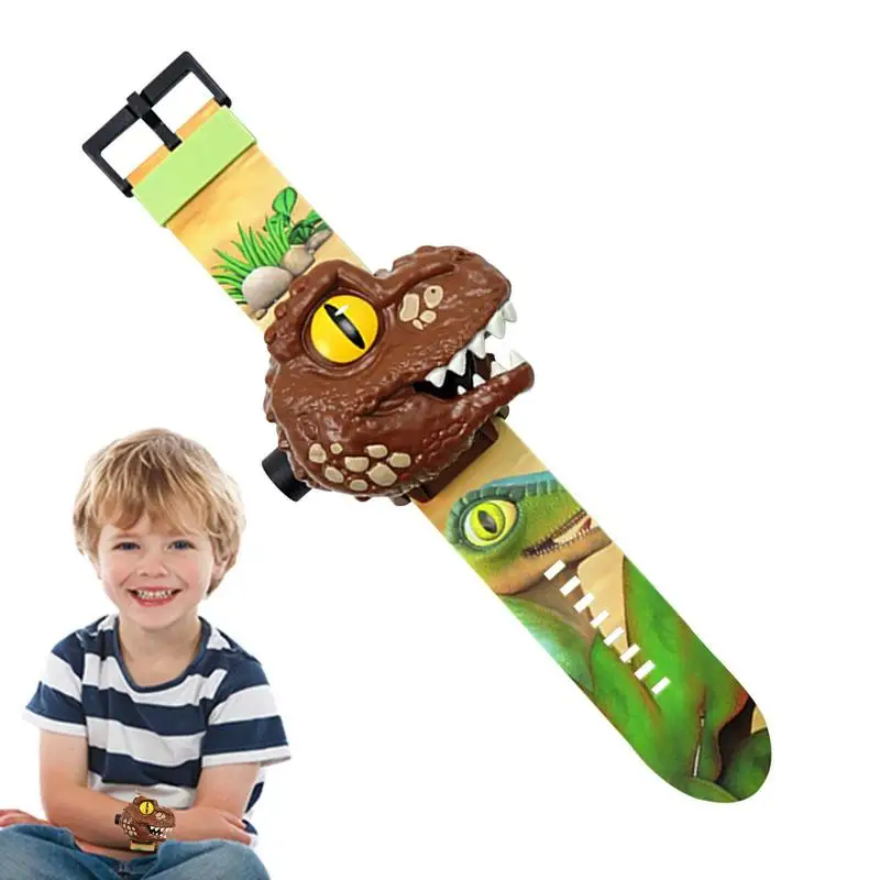 Dinosaur 3D Projector Watch Toy Dinosaur Projector Flashlight Toy With 24 Patterns Animal Pattern Torch Educational Toys Gift