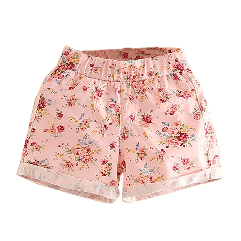 2023 Summer 2 3 4 5 6 8 10 Years Children\'S Clothing Cotton Thin Fower Print Kids Baby Girl Beach Hot Shorts