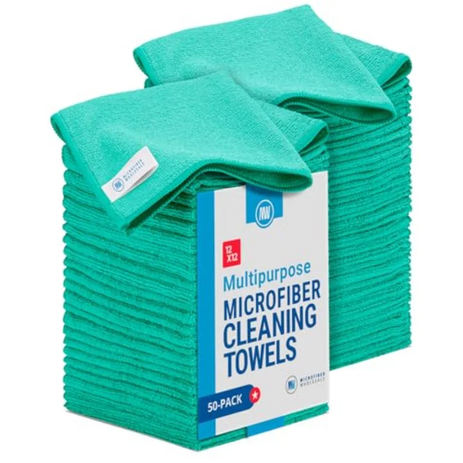 

12" x 12" Cleaning Cloths 50 Pack - Reusable Towels Wash Rags Dust Cloth All-Purpose: Kitchen Dish Cars Shop Glass