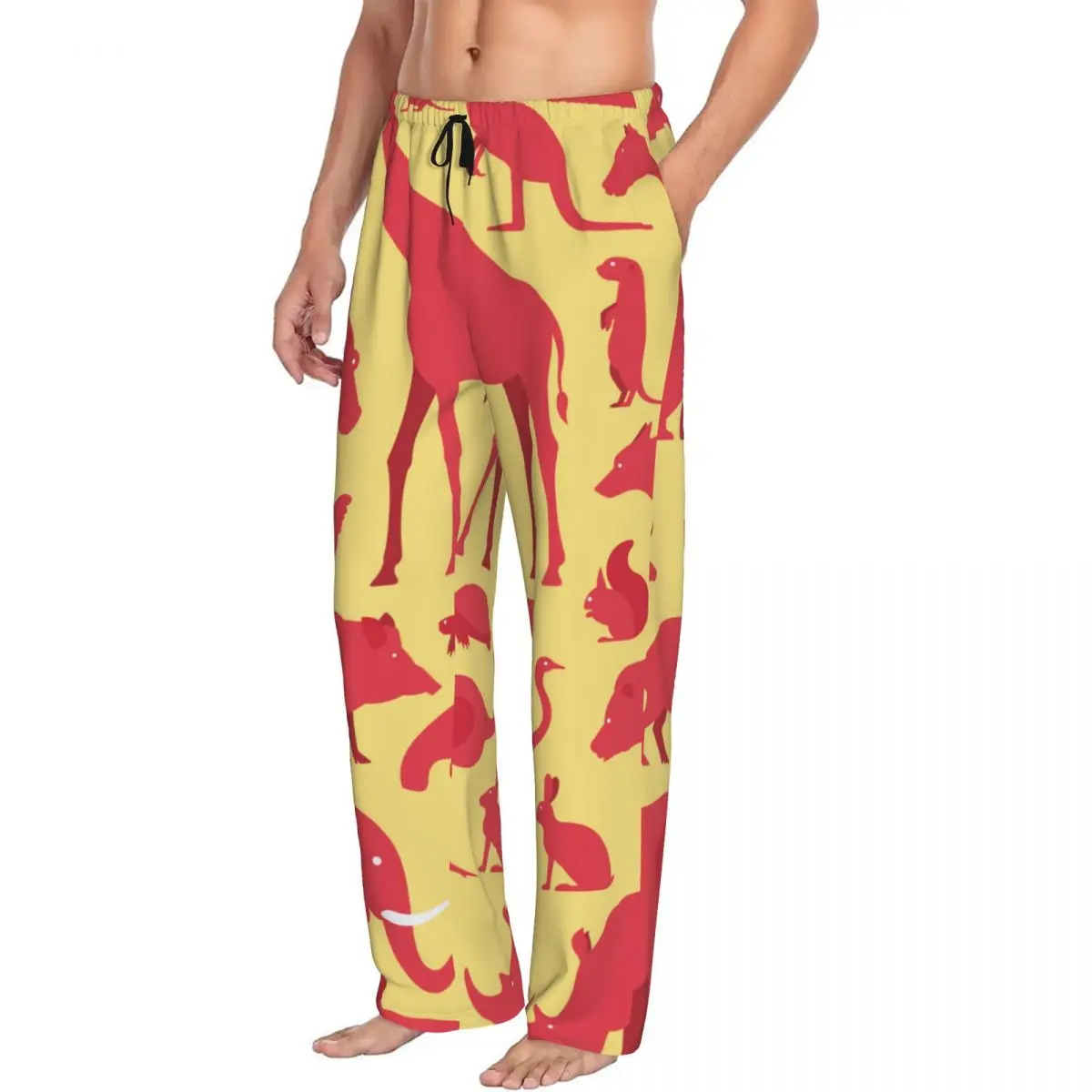 Custom Printed Men's Pajama Pants African Animals Sleepwear Sleep Lounge Bottoms with Pockets