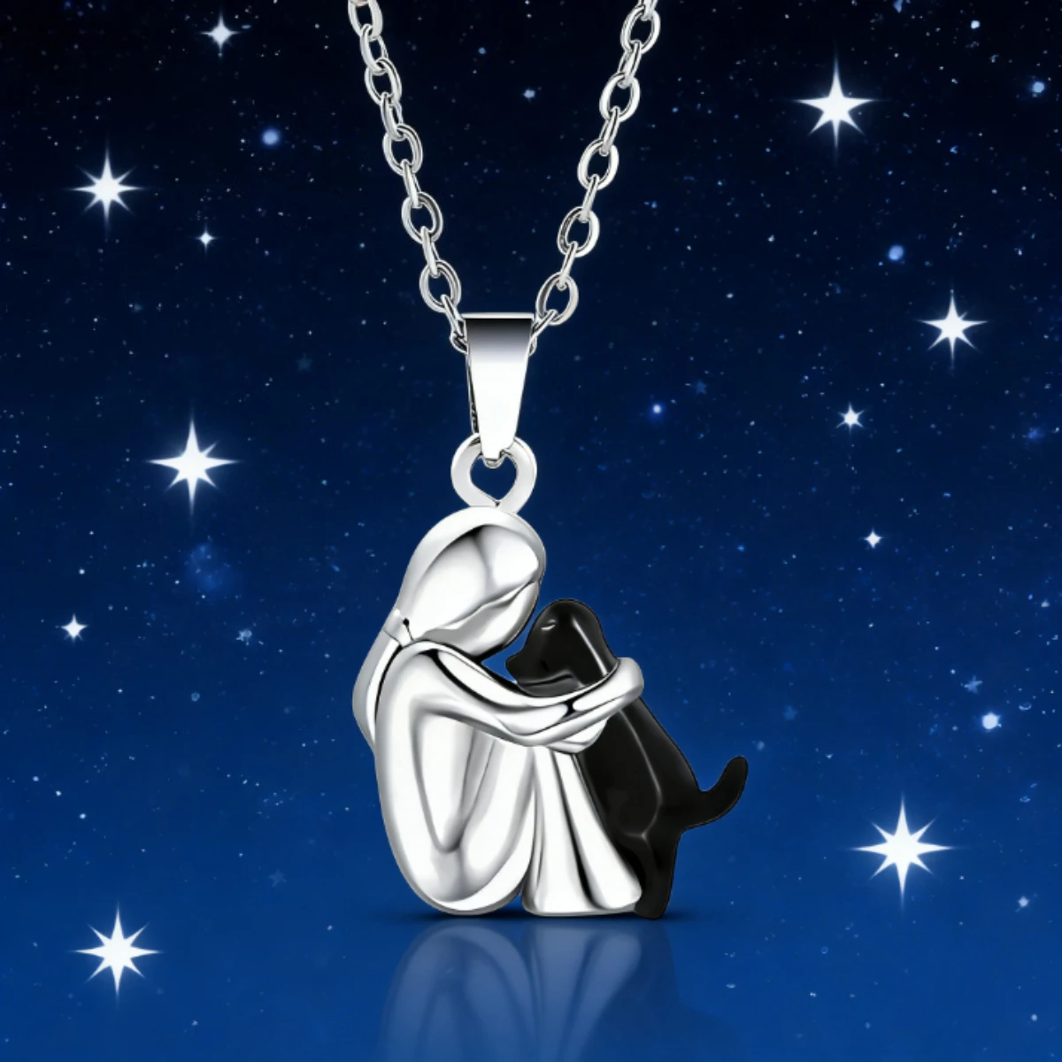 

Ожерелье с подвеской-обнимателем для любителей собак | Двухцветная нержавеющая сталь | Цепочка на ключицу в подарок на память домашних животных для женщин