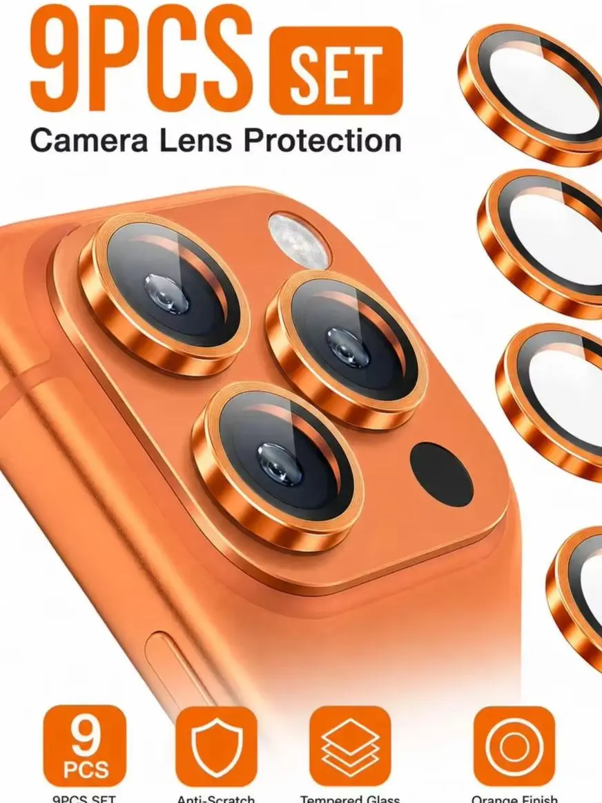 9 Stück, Objektivschutzabdeckung, Kameraobjektiv-Schutzfolie, geeignet für iPhone 17 Pro Max/17 Pro/17/16/15/14/13/12/11