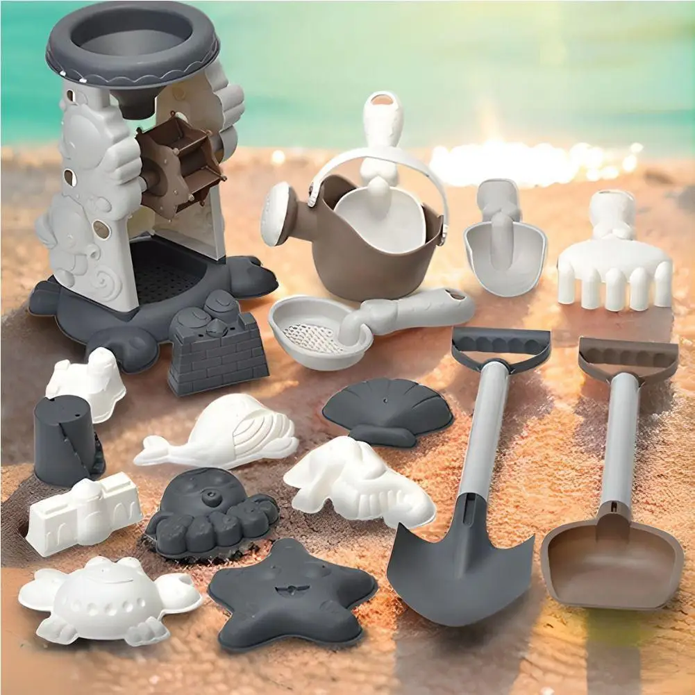 Beach Sand Play Toys Cartoon Lightweight Beach Play Toys Funny Morandi color Beach Bucket Toys Children 17/18/19PCS