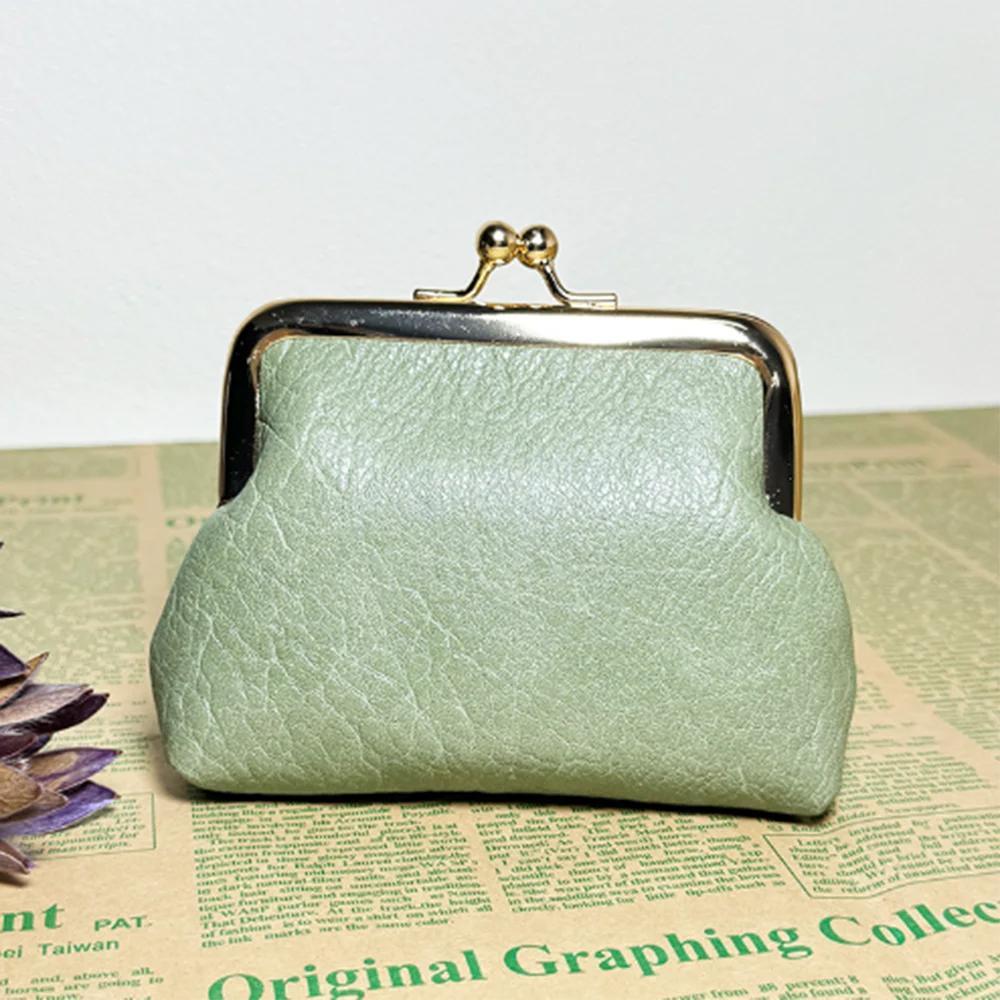 

1 Piece Mini Vintage Buckle Lock Clutch Bag, Solid Color Clip Note Coin Purse, Ladies Texture Clutch Wallet Storage Bags home