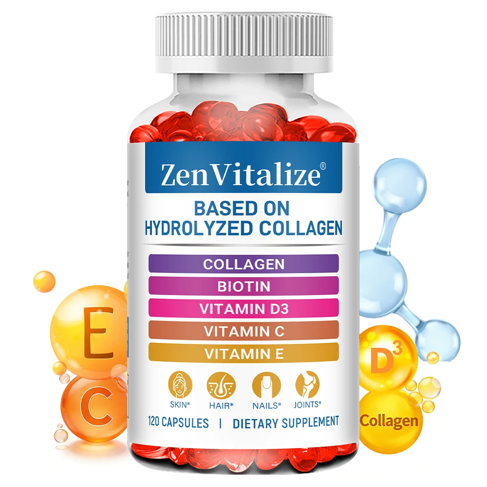 

Hydrolyzed Collagen Capsules with Biotin, Vitamin C, D3, for Women & Men, Hair, Skin, Nail, & Joint Support Supplement, Non-GMO