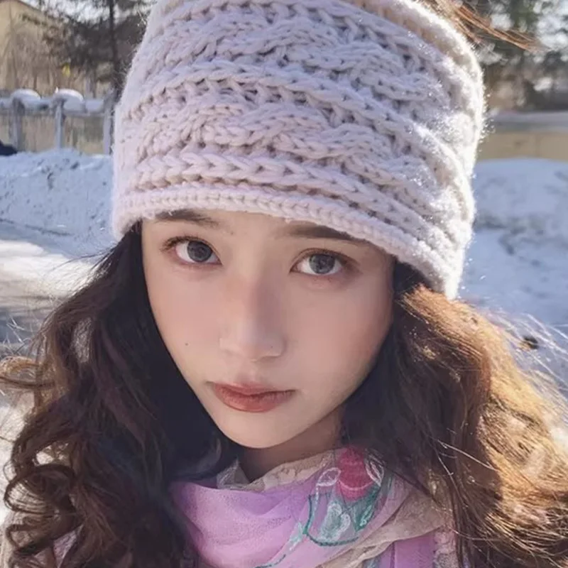 

New Solid Color Twists Butterfly Tie Hairbands Winter Knitted Windproof and Keep Warm Headband for Women Girl Fashion Streetwear