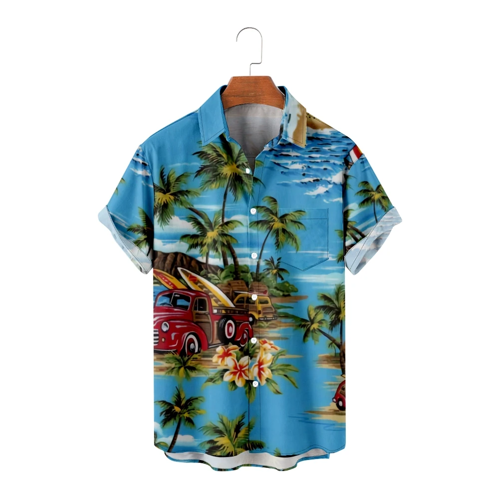 

Hawaiian Shirts for Men Cool Sea Print Short Sleeve Blue Shirts Cool Summer Hawaiian Tops Vintage Breathable