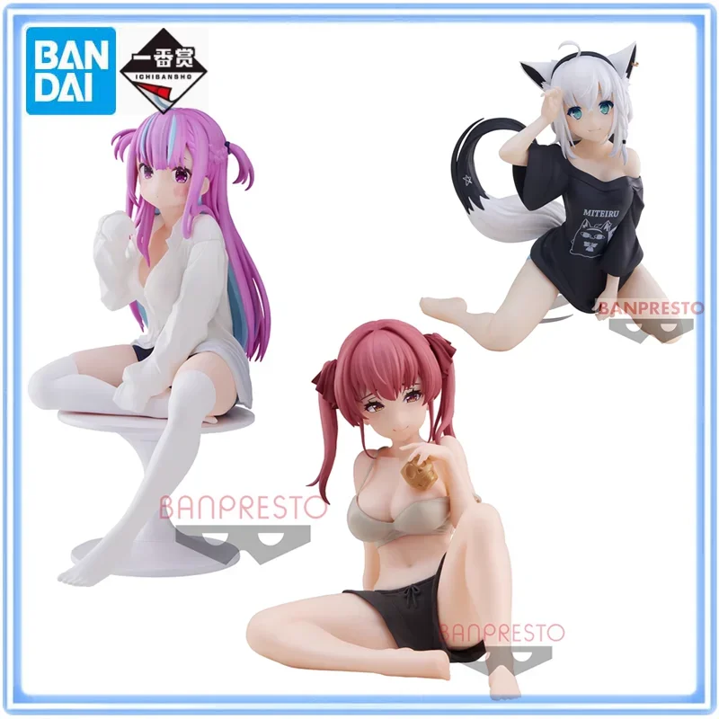 Original Banpresto Hololive Anime Figure Minato Aqua Houshou Marine Shirakami Fubuki Ookami Mio Relax Time Action Figure Model