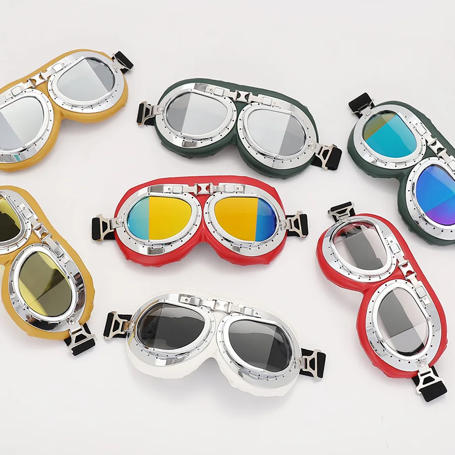 Retro Harley style lens helmet goggles, motorcycle off-road windproof goggles, dustproof folding angle outdoor sports goggles