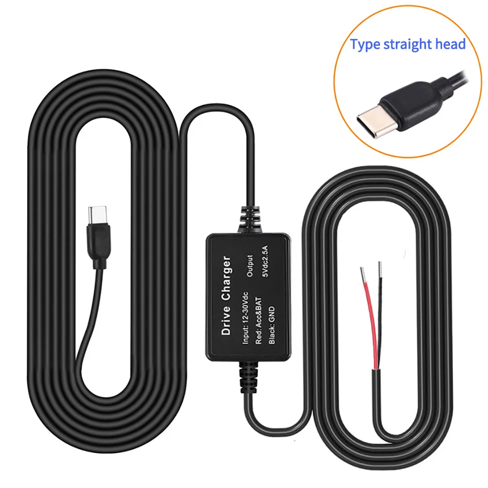 USB C 12V to 5V 2A Step Down Voltage Module Cable for Driving Recorder Navigator Electronic Dog Low Voltage Power Protection