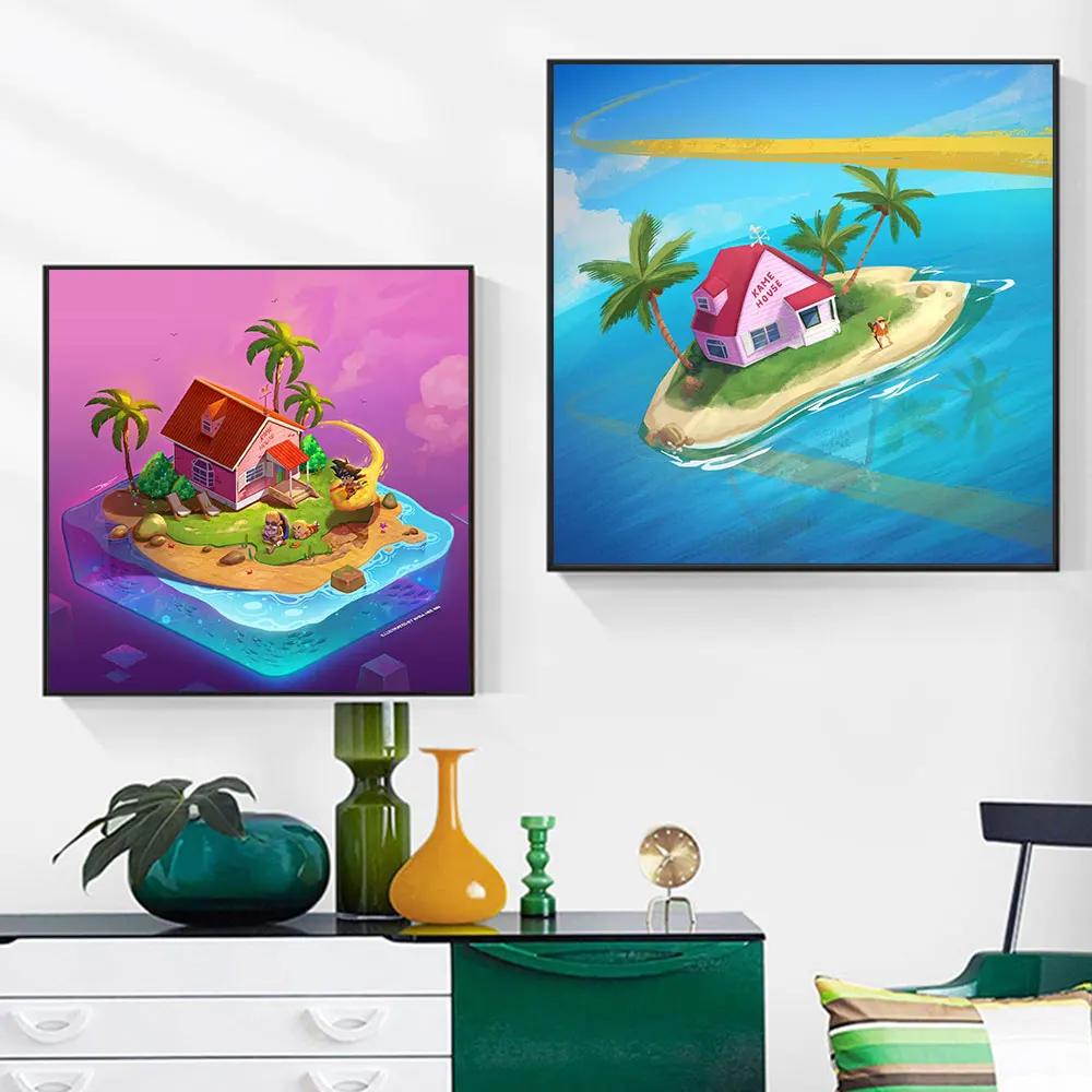 

Poster Dragon Ball Goku Kawaii Picture Anime Peripheral KAME House Art Landscape Canvas Painting Mural for Kids Room Decor Gifts