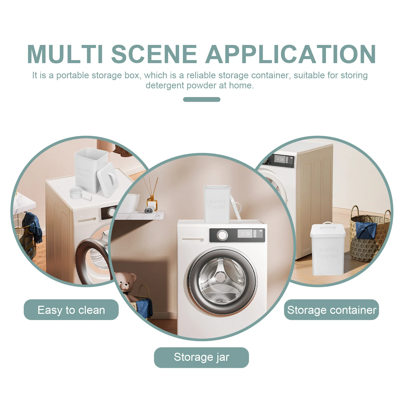 

1Set Washing Powder Container Iron Laundry Powder Bucket Sturdy Fabric Softener Dispenser Multipurpose Laundry Storage Box