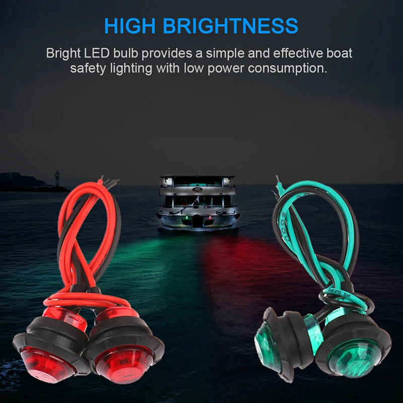 Luces LED de popa redondas para barco marino, lámparas traseras blancas impermeables, marcador lateral para yate, luces de cortesía, 12V, juego de