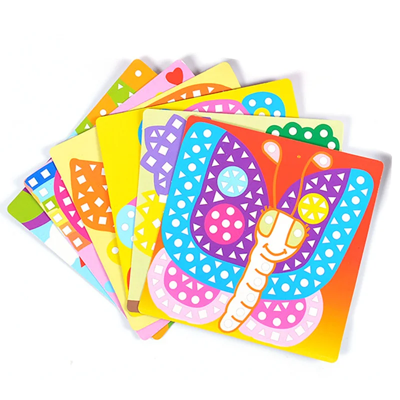 6/12pcs Mosaics Paintings DIY Foam Puzzles 3D EVA Sticker Airplane Car Spaceship Cat Dog Animal Cartoon Drawing Home Decor TMZ
