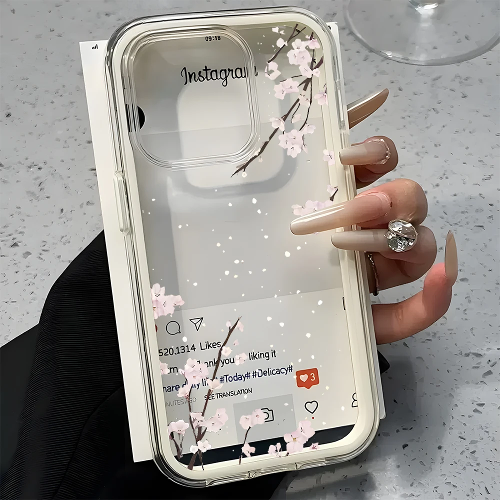 Kirschblütenmuster 2-in-1 Transparente Handyhülle für Samsung Galaxy S26 Ultra S25 S23 S24 S22 Plus A57 A37 A55 A54 A36 A35 A16 Cover – Detail 1