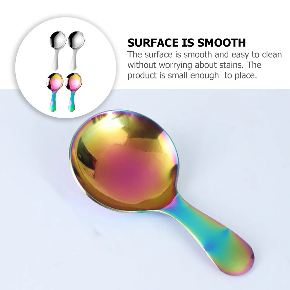

4 Pcs Spoon Stainless Steel Utensils Smooth Spoons Metal Cutlery Coffee Cream Polished