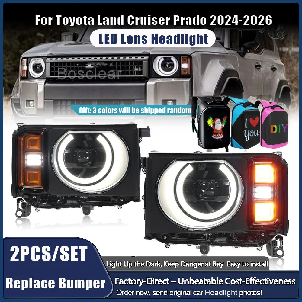 

Car Light For Toyota Prado LC250 Headlight 2024-2026 Upgrade Modified New DRL Dynamic Turn Signal LED Headlamps Auto Accessories