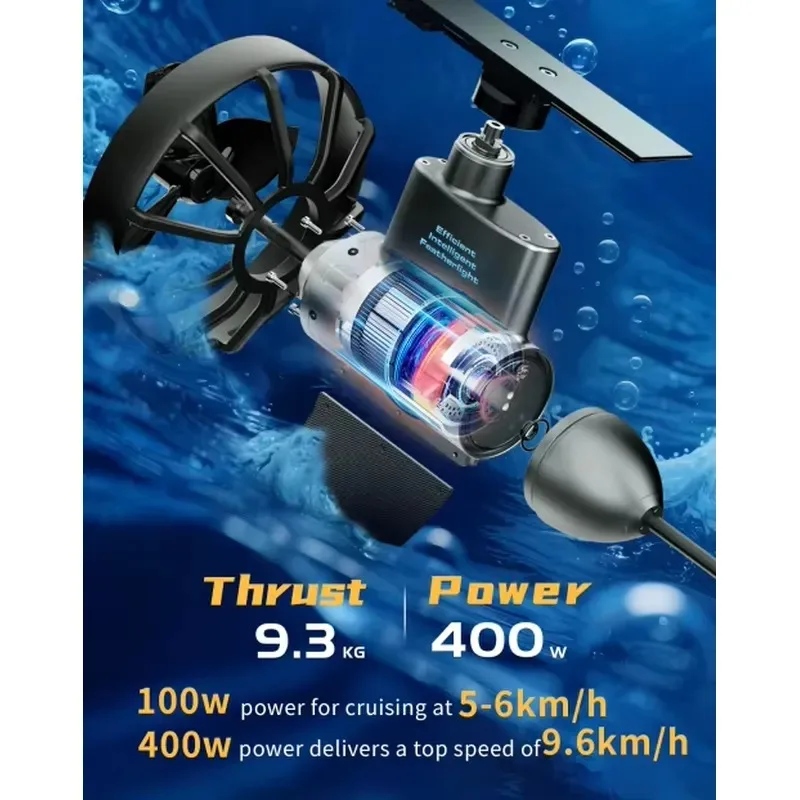 Hot Sale Camolech 400W Kayak Trolling Motor: 9.3KG Strong Thrust & 9.6km/h High Speed for Extreme Lake & Sea Water Sports
