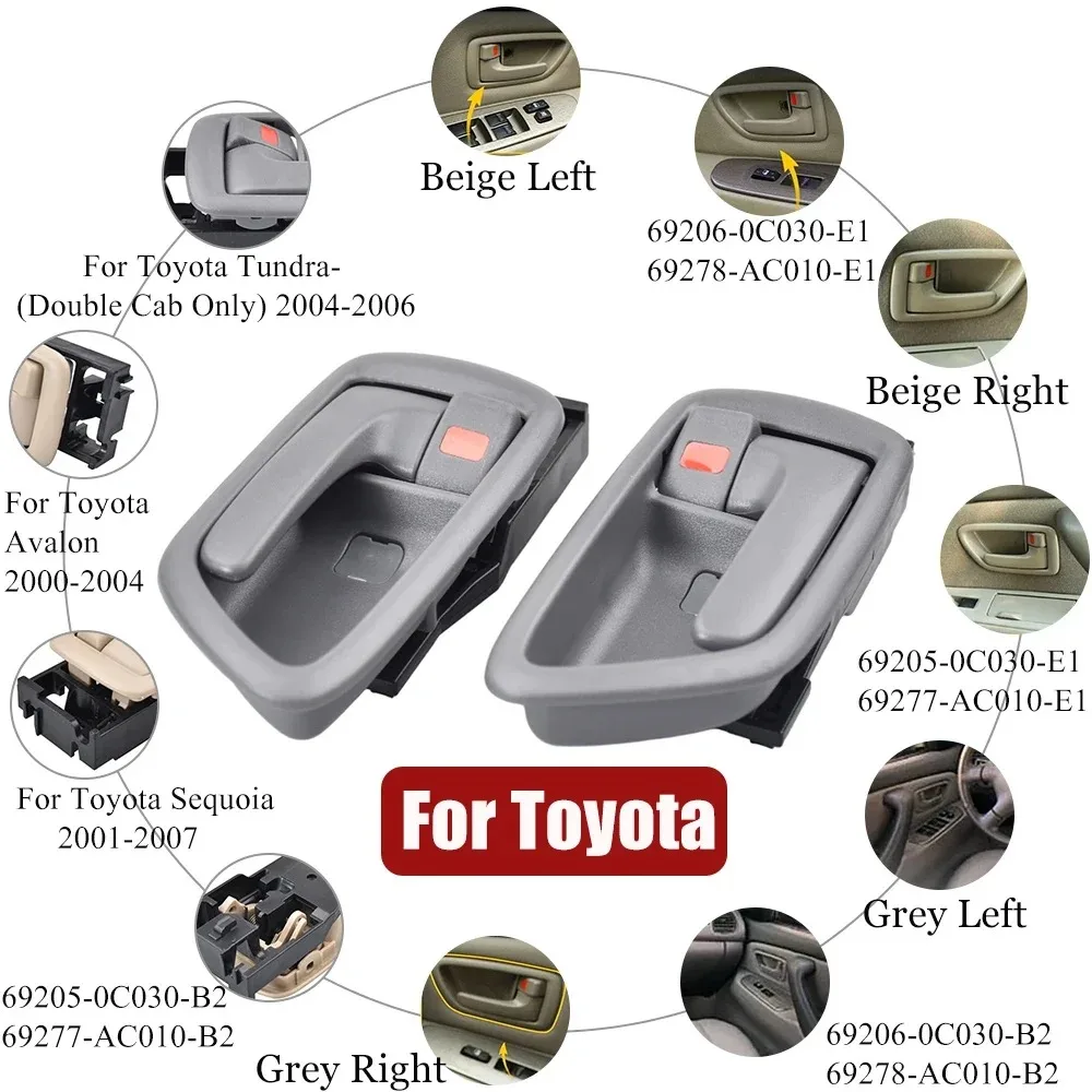 Beige/Gray Front Rear Left Right Inside Door Handle For Toyota Sequoia 01-07 Tundra 04-06 Avalon 00-04 69206-0C030 69205-0C030