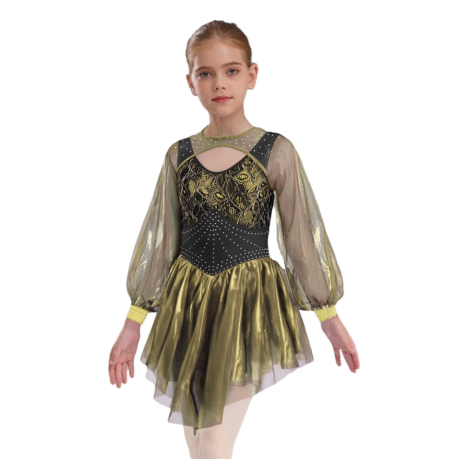 

Gothic Princess Irregular Tulle Dress Kids Girls Lyrical Dance Costume Ballet Ballroom Performance Dancewear Leotard Dress