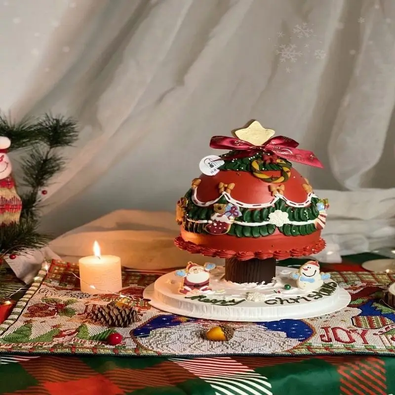 VIKAMA Christmas Red Green Check Gingerbread Cookie Placemat Dining Mat Table Setting Kitchen Decor Xmas Durable Cozy Aesthetic