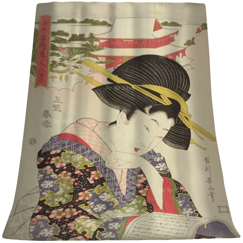 Japanese Ukiyo-era Painting Skin Difficult To The Bone Beauty Flannel By Ho Me Lili Suitable For All Seasons