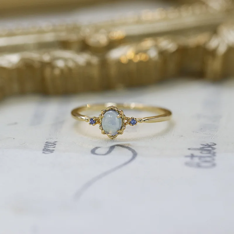 LAMOON Vingtage Natrual Aquamarine Gemstone Ring For Women Light Blue Stone Ring 925 Sterling Silver Gold Plated Fine Jewelry view 4