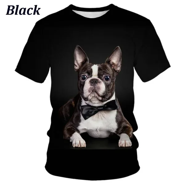 2024 Summer Fashion Comfortable 3D T-shirt Cute French Bull Dog 3d Short Sleeve for Both Men and Women Tops