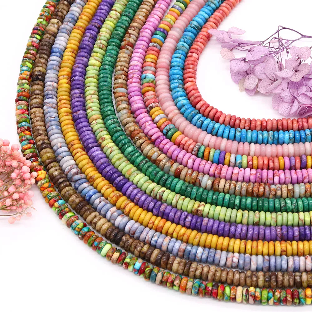 

Multicolor Imperial Stone Flat Round Beads Polished Straight-Hole Loose Beads 1 Strand Handcrafted Luxury Style Necklace Jewelry