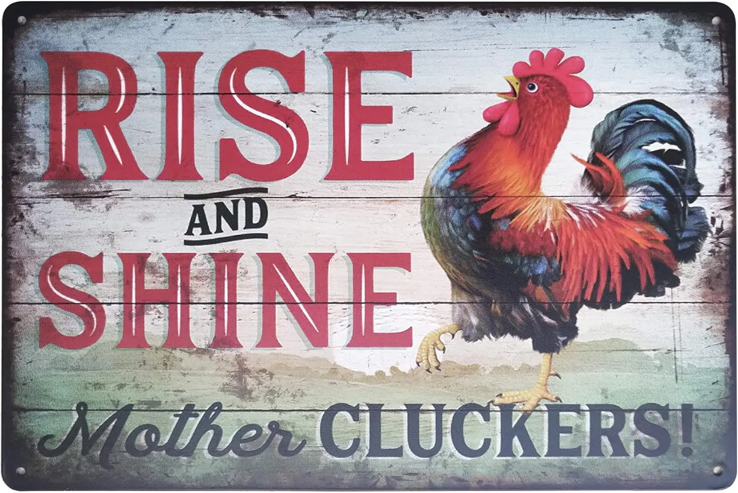 Rise and Shine Mother Cluckers Funny Chicken Signs Retro Vintage Metal Tin Sign Farm Kitchen Decorative Farmhouse Country H sign