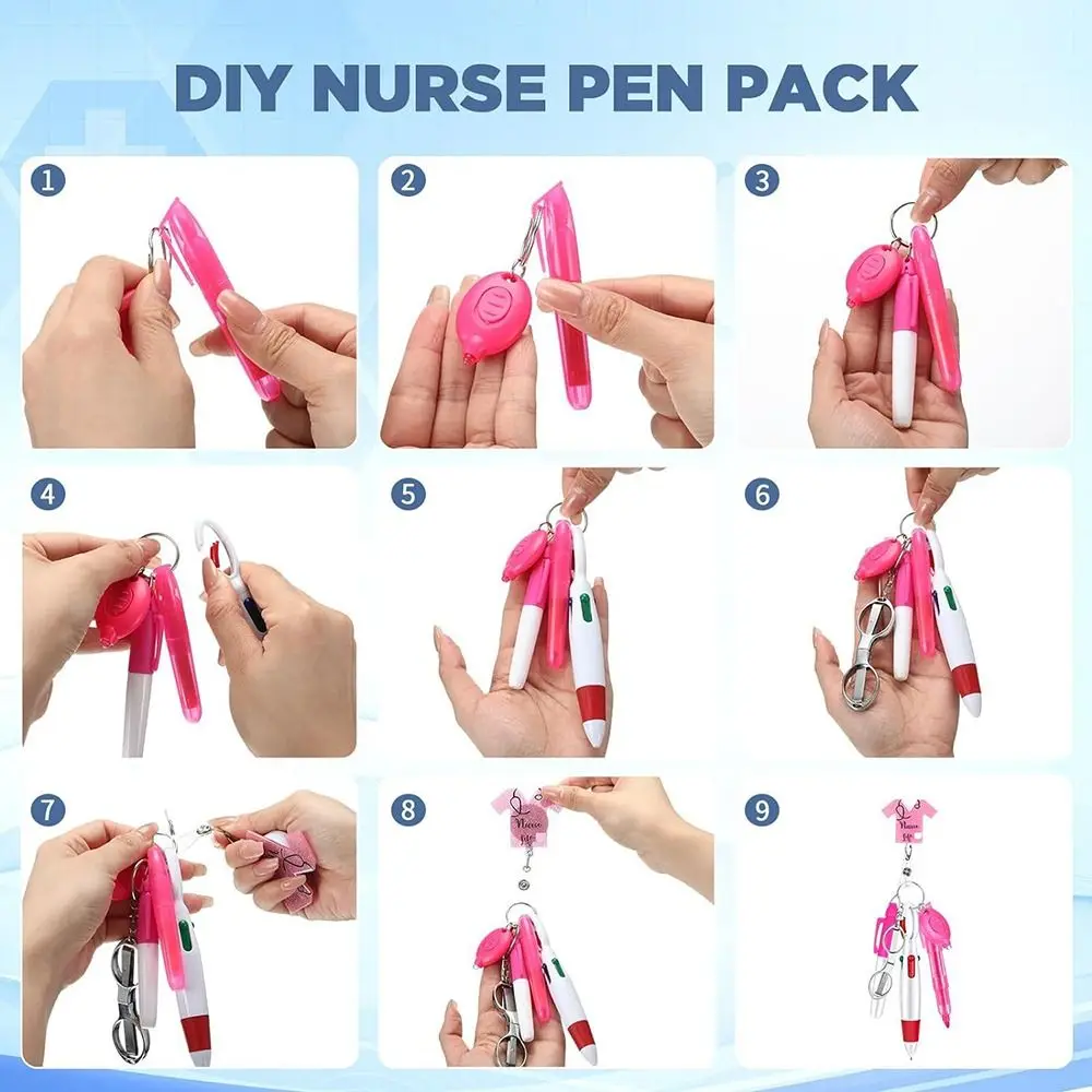 Nurse Pen Pack Set Nurse Pens for Badge Include Tip Highlighter  Permanent Marker Pen Retractable Ball Pen for Nurse\'s Work