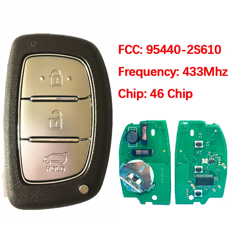 

CN020063 Aftermarket 3 кнопки смарт-брелок с дистанционным управлением 46 чип 434 МГц FCC 95440-2S610 для Hyundai Tucson IX35 2013-2015