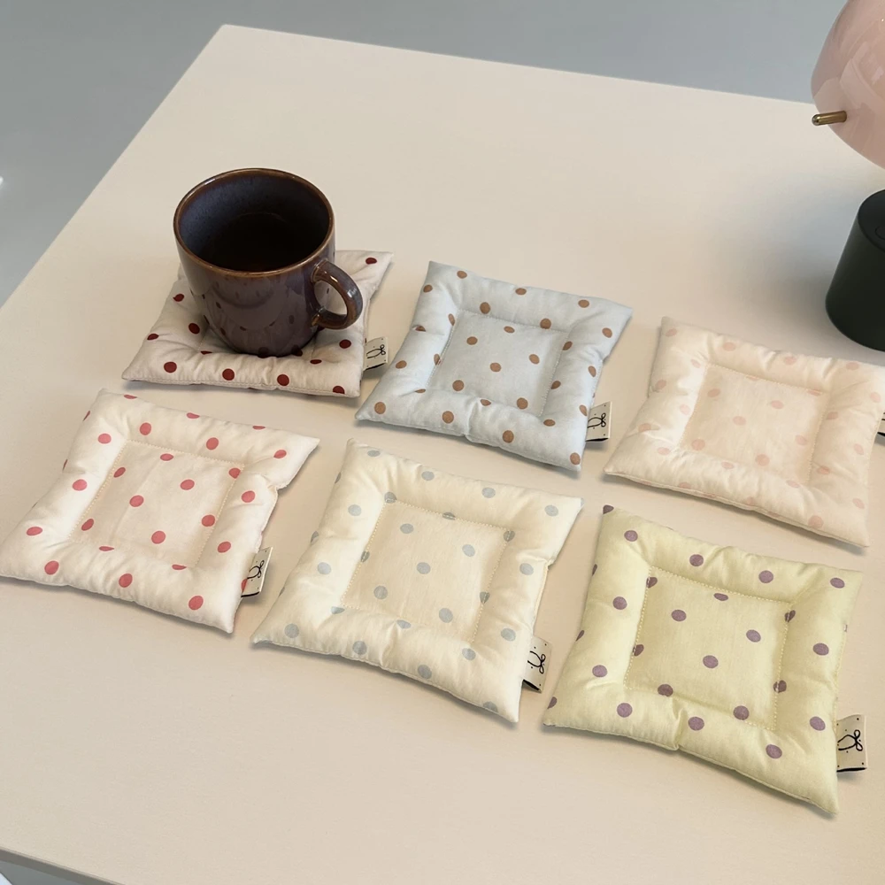 Ins Simple Fabric Coaster Tea Fashion Sweet Cream Color Insulation Pad Desktop Decorative Cup Mat Home Decor Gifts