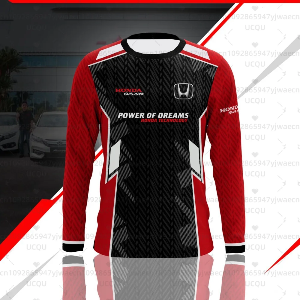 

Spring and Autumn Men's And Women's Motorcycle Stripe Honda Riding Long Sleeved T-Shirt Summer Quick Drying Long Sleeved T-shirt