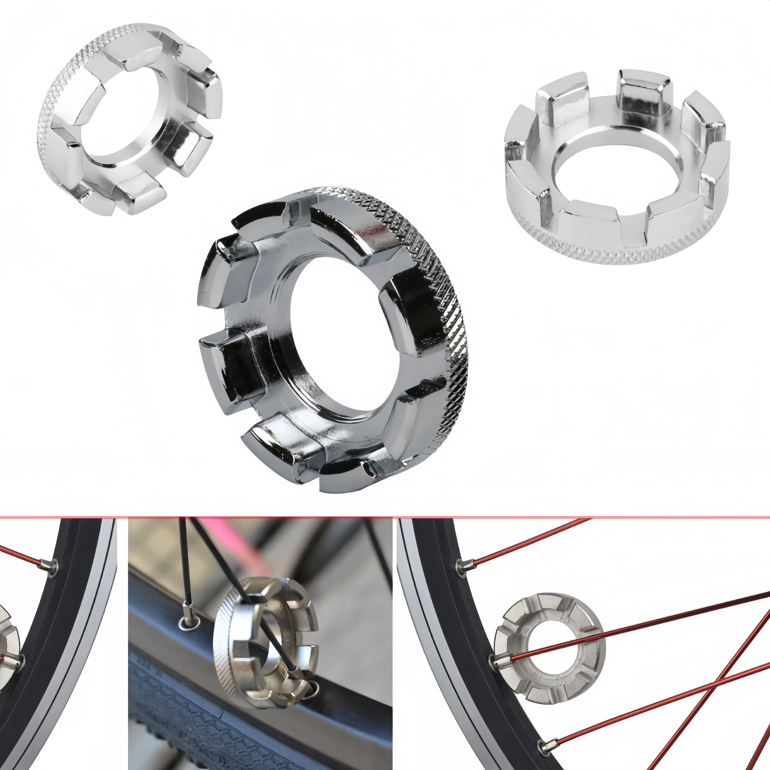 

8 in 1 Bicycle Spoke Wrench Tool, Steel Spoke Nipple Key for Wheel Truing Fit for Road Bike MTB Mountain Bicycle Maintenance